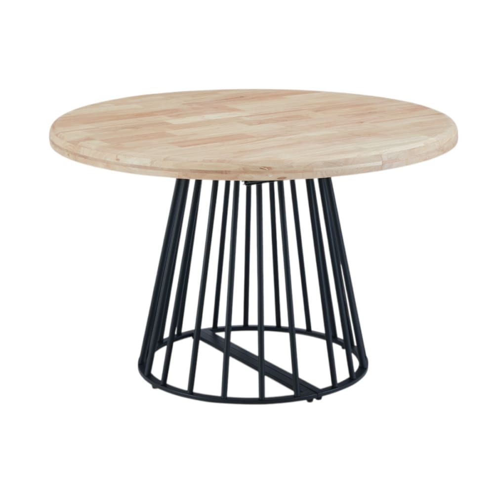 Table de repas ronde extensible en bois avec pied noir D120