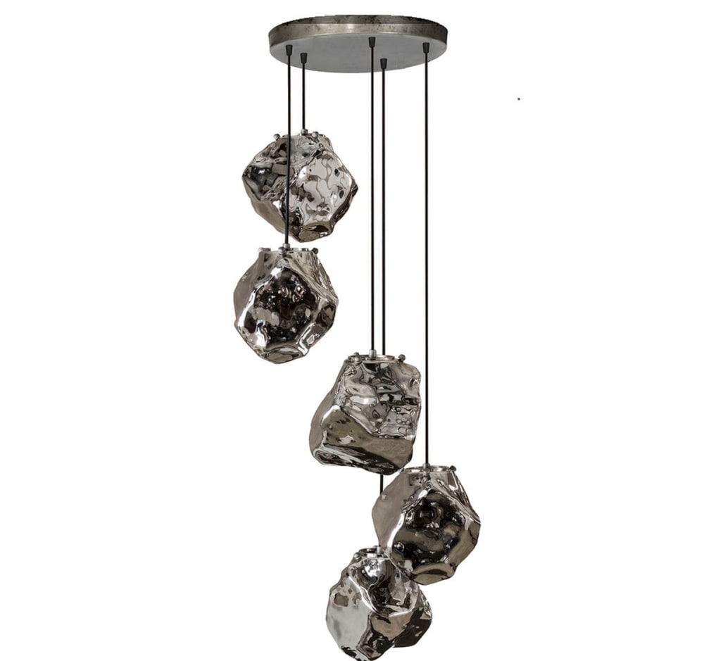 Mathi Design Kronleuchter mit 5 Glaskugeln aus Chromglas Transparent