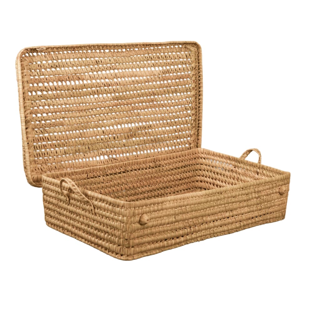 Malle plate dessous de lit osier naturel 55 x 90