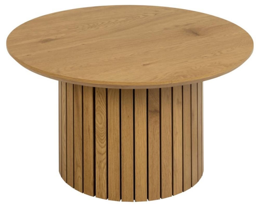 Table basse ronde en bois clair design scandinave