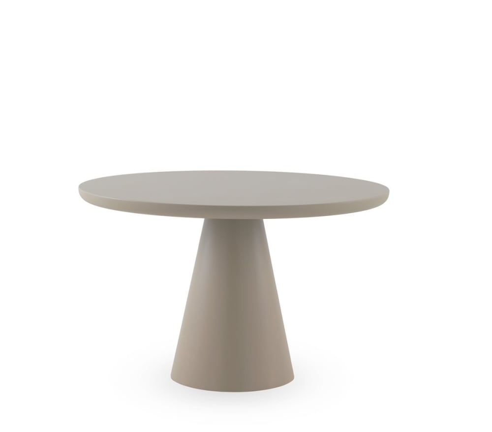 Table 120 diam. effet bois couleur taupe