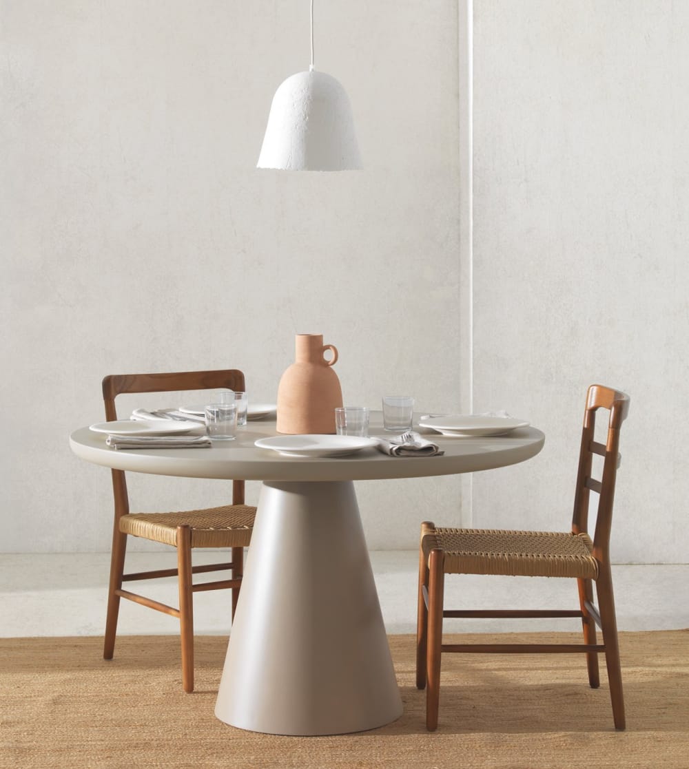 Runder Tisch 120 cm Durchmesser aus MDF in Taupe - Maisons Du
