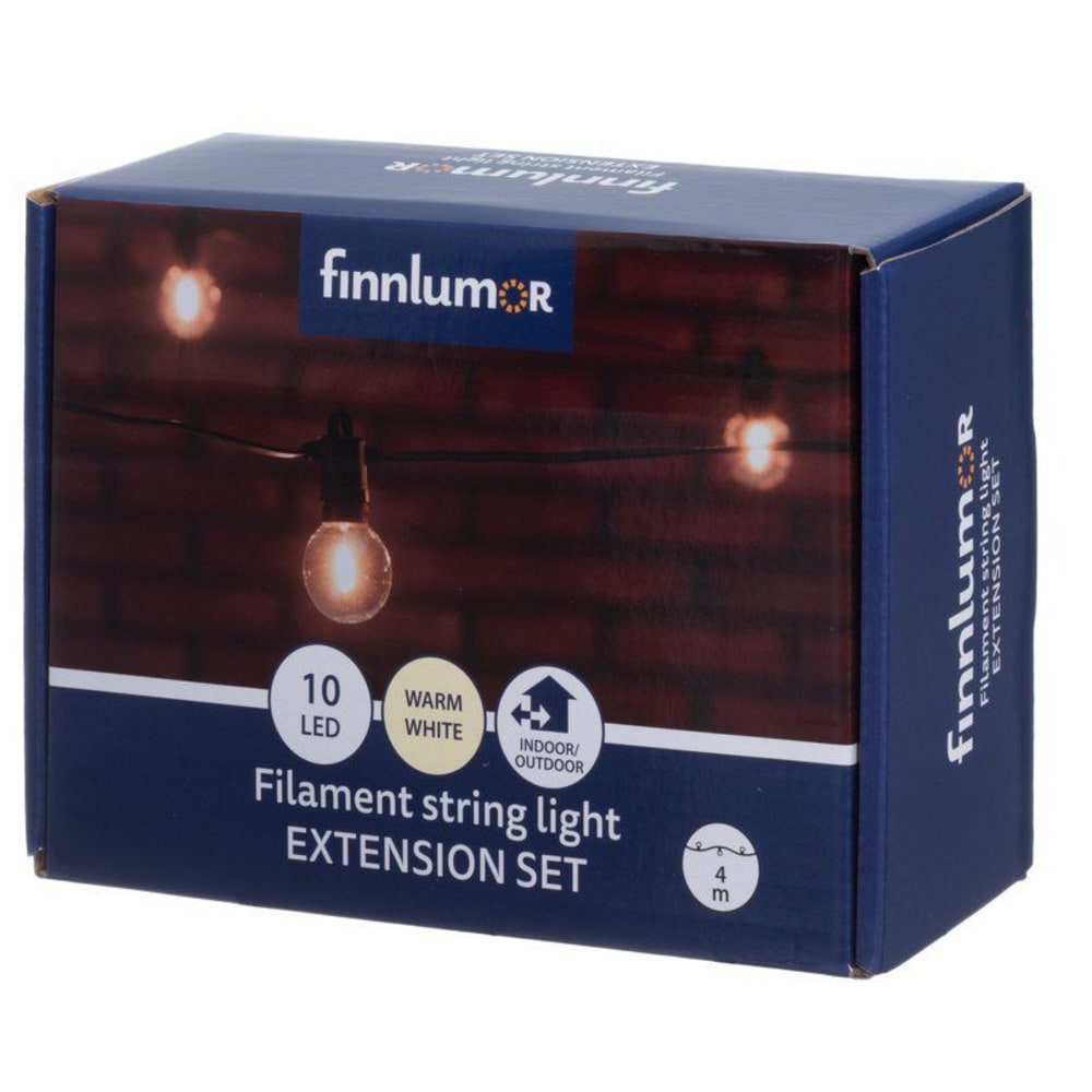 Finnlumor Erweiterungsset für LED-Filament-Girlande, Kunststoff, 4 m, schwarz - Pvc - Polyvinlychlorid Festliche Dekoration