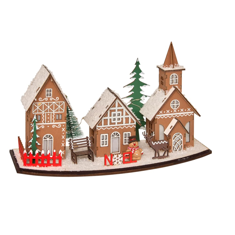 Fééric Lights and Christmas LED-Laterne Weihnachtsdorf, MDF, 30 x 15 cm, braun - Holz Festliche Dekoration
