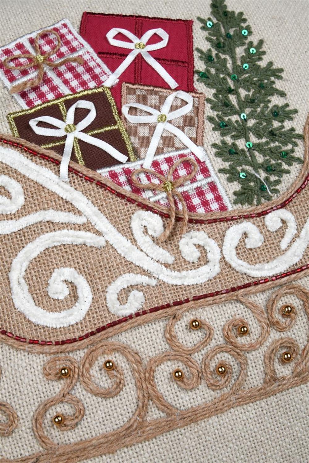 Stof Weihnachtskissen aus Baumwolle, 45 × 45 cm, beige Mehrfarbig Baumwolle Festliche Dekoration