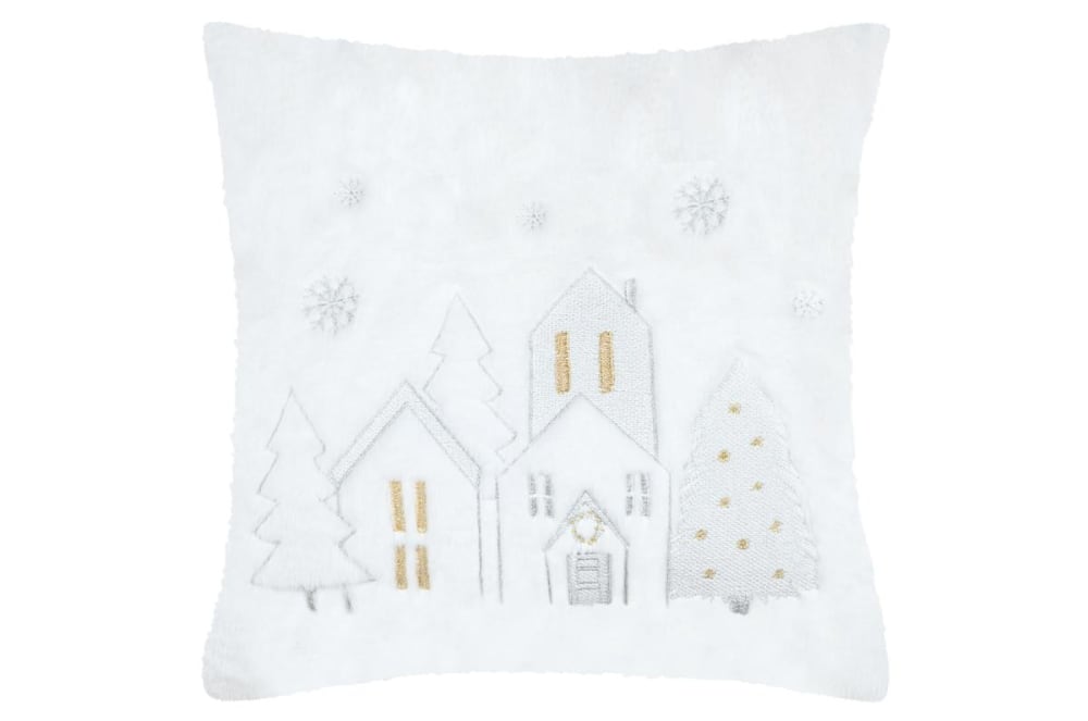 Stof Weihnachtskissen aus Polyester, 45 × 45 cm, weiß - Pes - Polyester Festliche Dekoration