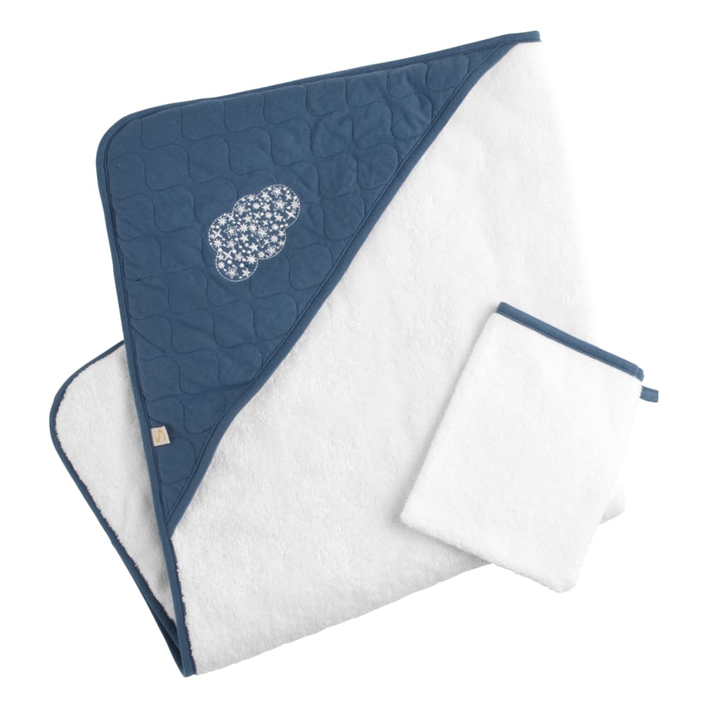 Sauthon Badeumhang und Handschuh aus gesteppter Baumwolle und Frottee WEISS BAUMWOLLE Baby