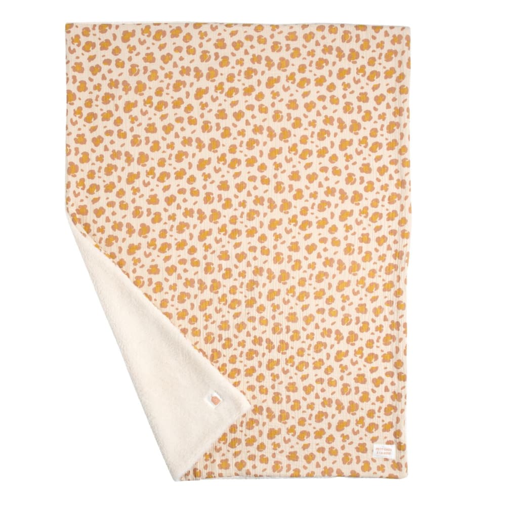 Sauthon Babydecke Leopard aus Baumwoll-Musselin und Fleece ROSA BAUMWOLLE Baby