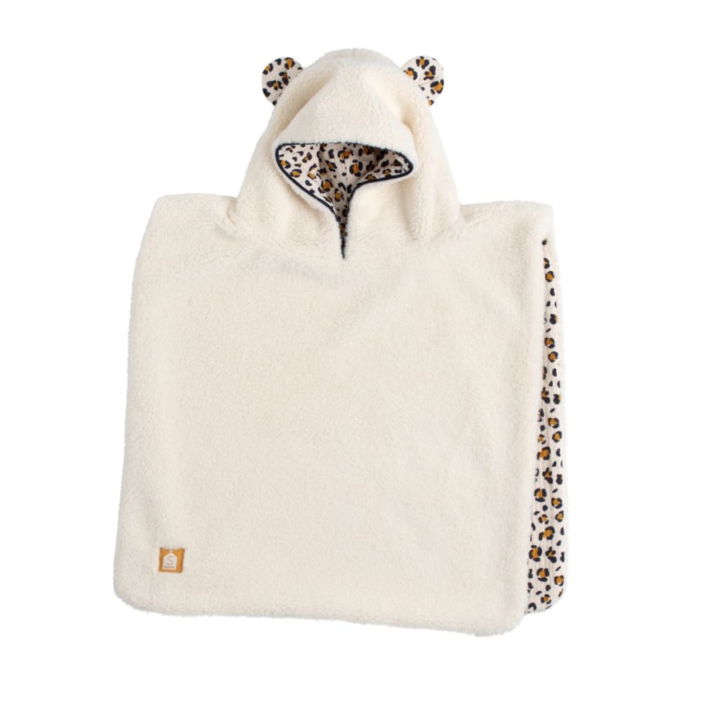Sauthon Baby-Poncho aus Sherpa und Baumwoll-Musselin mit Leopardenmuster BEIGE PES - POLYESTER Baby