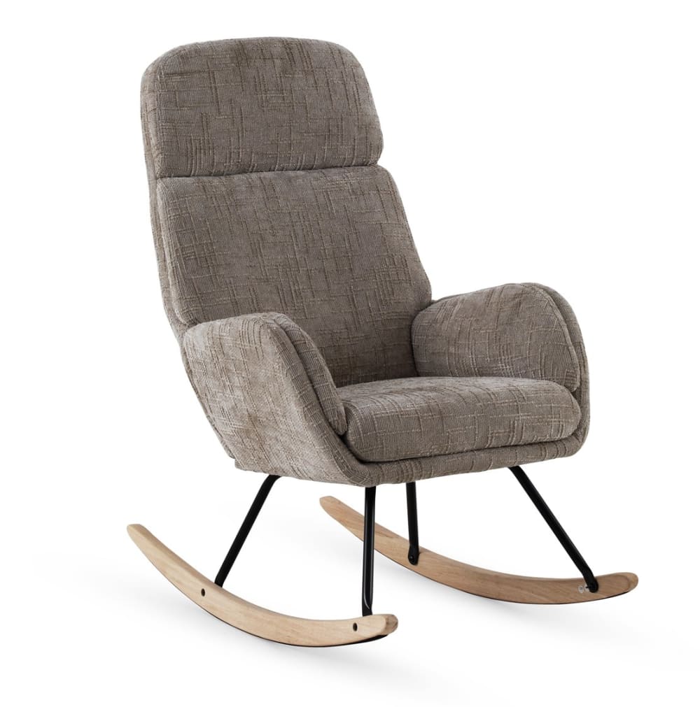 Fauteuil à bascule tapissé en chenille marron