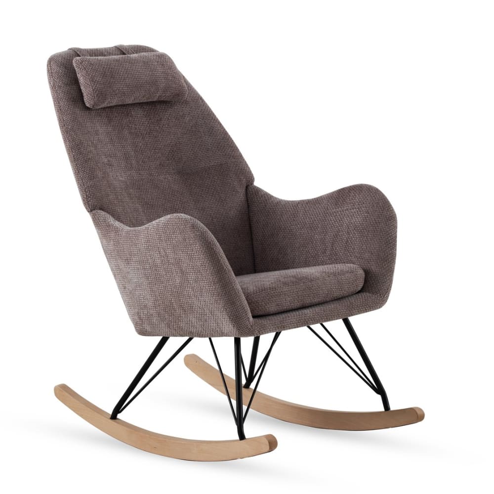 Fauteuil à bascule tapissé en chenille marron