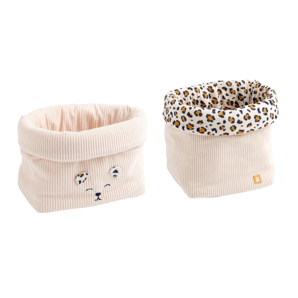 Sauthon 2er-Set Aufbewahrungskörbe aus Cordvelours mit Leoparden-Details Beige Pes - Polyester