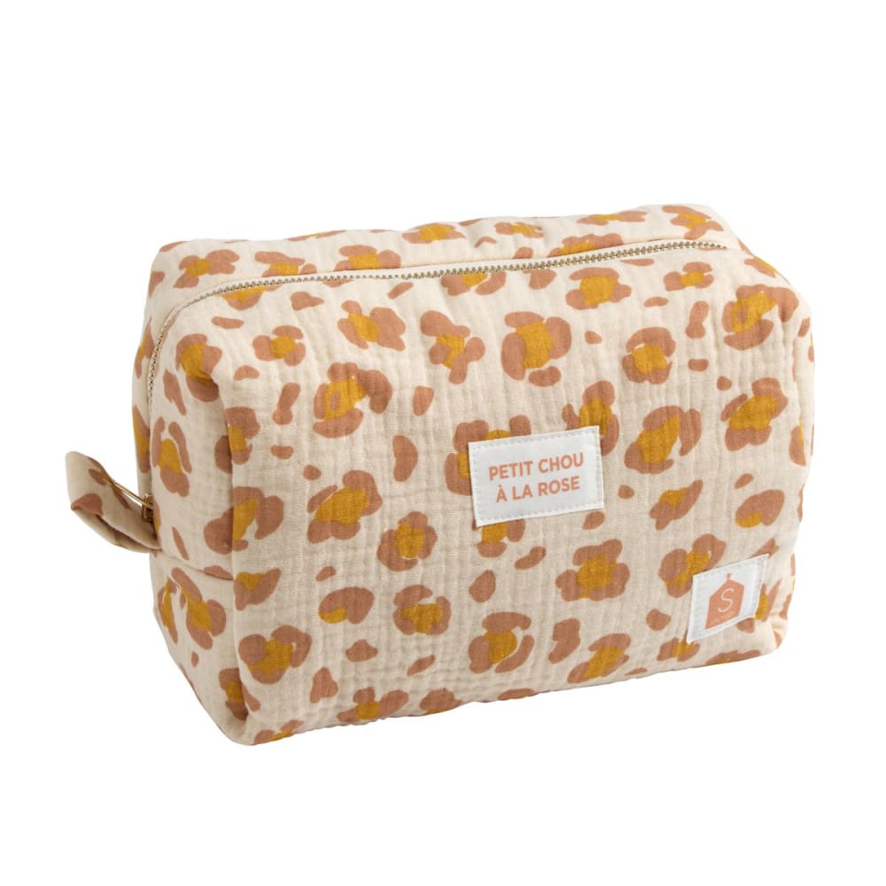 Sauthon Kulturtasche aus Baumwoll-Musselin mit Leopardenmuster Rosa Baumwolle