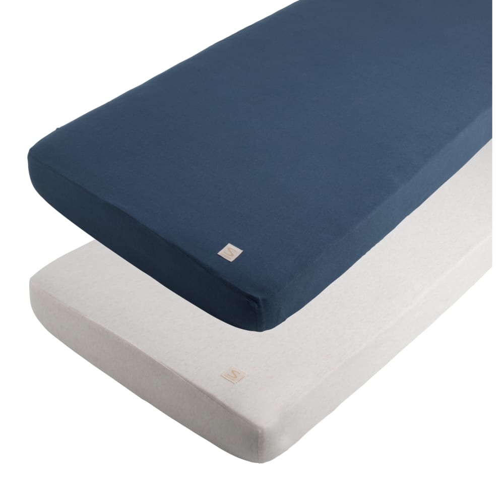 Sauthon 2er-Set Spannbettlaken aus Baumwolle für Babybetten BLAU BAUMWOLLE Baby