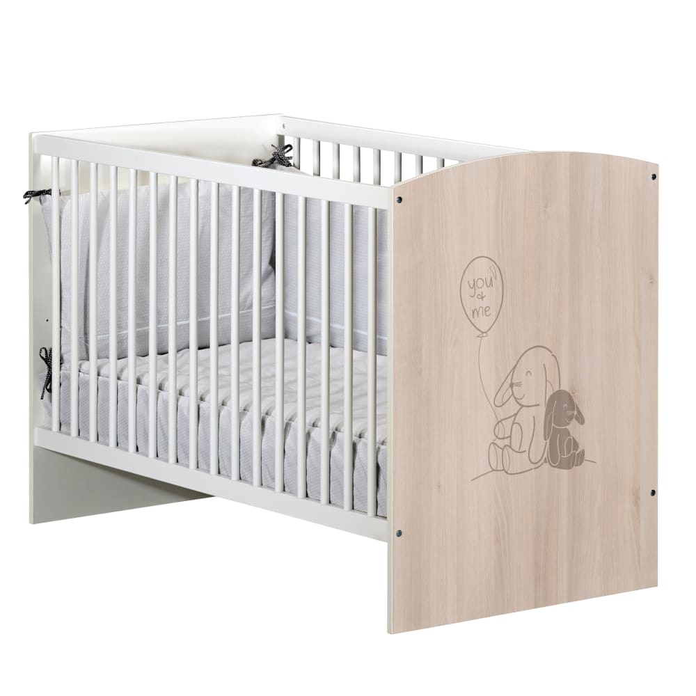 Lit bébé 120x60 à barreaux décor bois