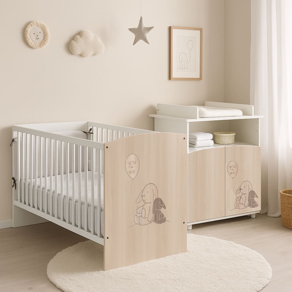 Babybett 120×60 mit Holzdekor und Gitterstäben - Maisons Du Monde