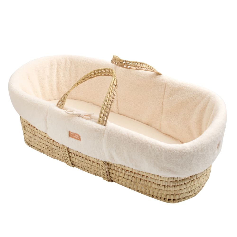 Couffin+bebe+en+fibres+naturelles+avec+habillage+tissu