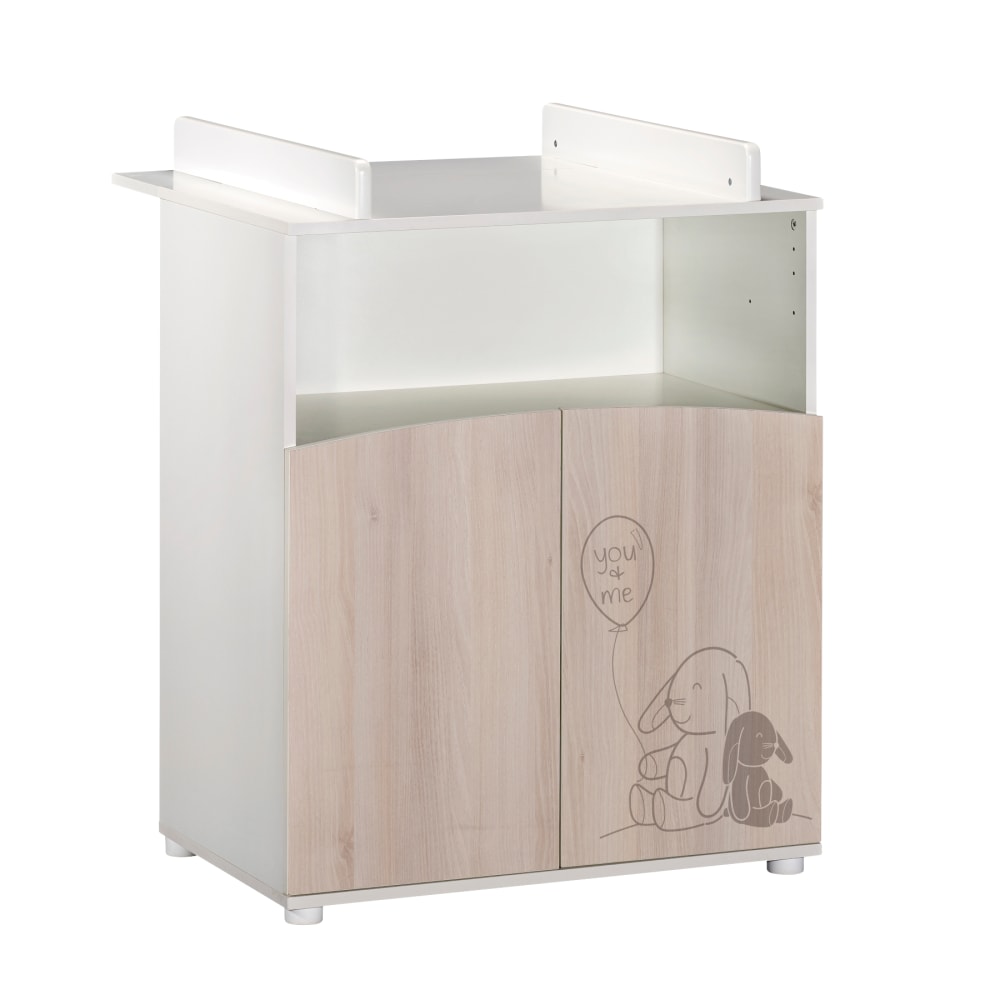 Baby Price Wickelkommode mit 2 Türen und einem offenen Fach im Holzdekor BEIGE SPANPLATTE Baby