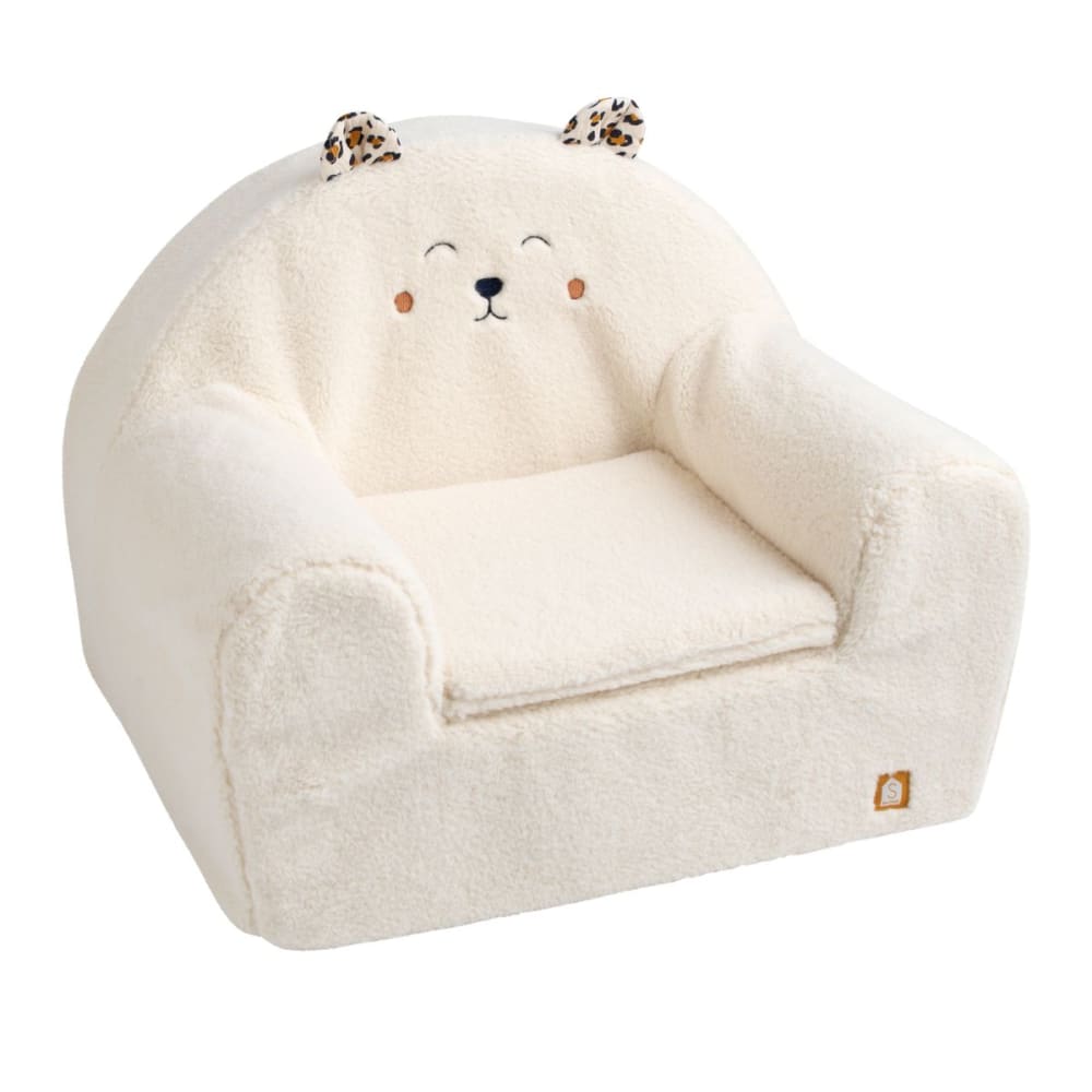 Fauteuil club enfant en sherpa détails léopard