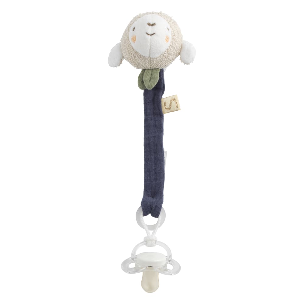 Sauthon Schnullerkette aus Bio-Baumwolle und Bouclé Blau Baumwolle