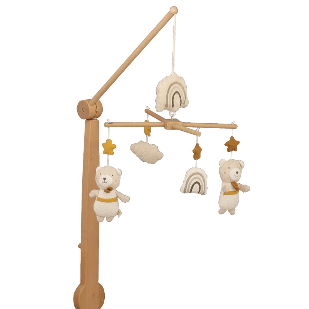 Sauthon Musikalisches Mobile aus Holz mit Baumwollspielzeug GELB BAUMWOLLE Baby