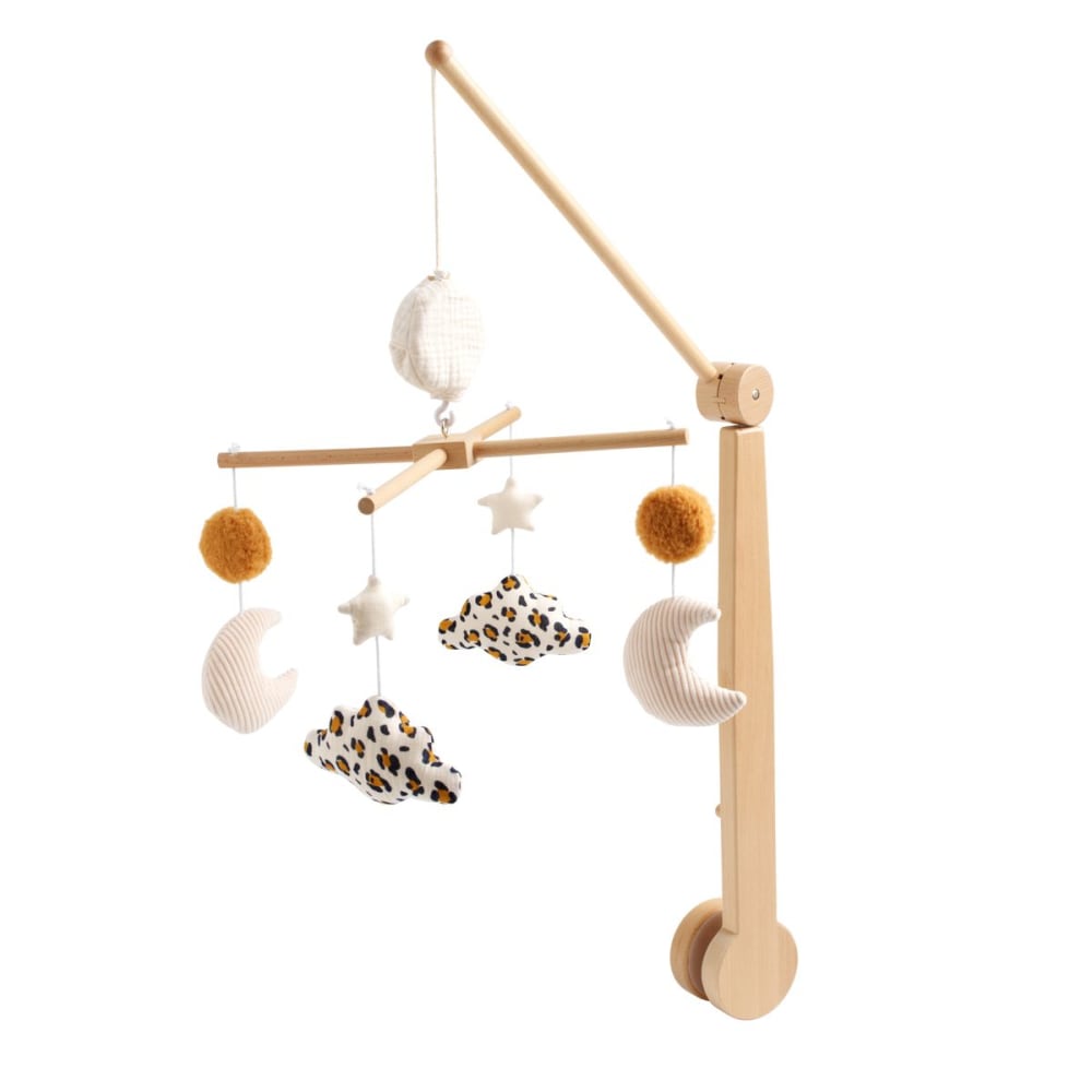 Sauthon Musik-Mobile aus Holz mit 4 Spielzeugen BRAUN HOLZ Baby
