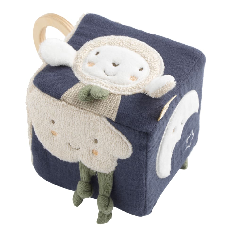 Sauthon Baby-Aktivitätswürfel aus Bio-Baumwolle BLAU BAUMWOLLE Baby