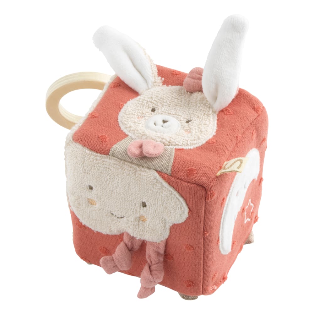 Sauthon Baby-Aktivitätswürfel aus Bio-Baumwolle ROSA BAUMWOLLE Baby
