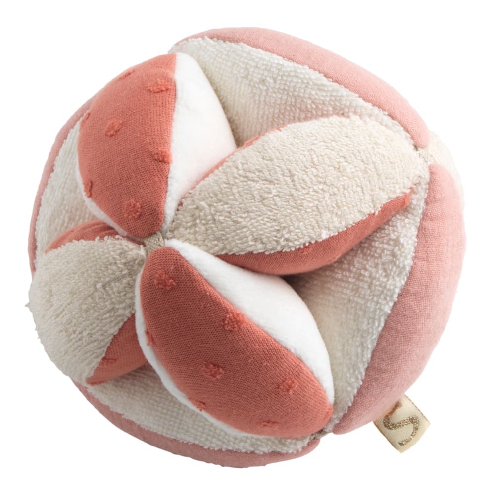 Sauthon Sensorischer Ball aus Bio-Baumwolle und Bouclé ROSA BAUMWOLLE Baby