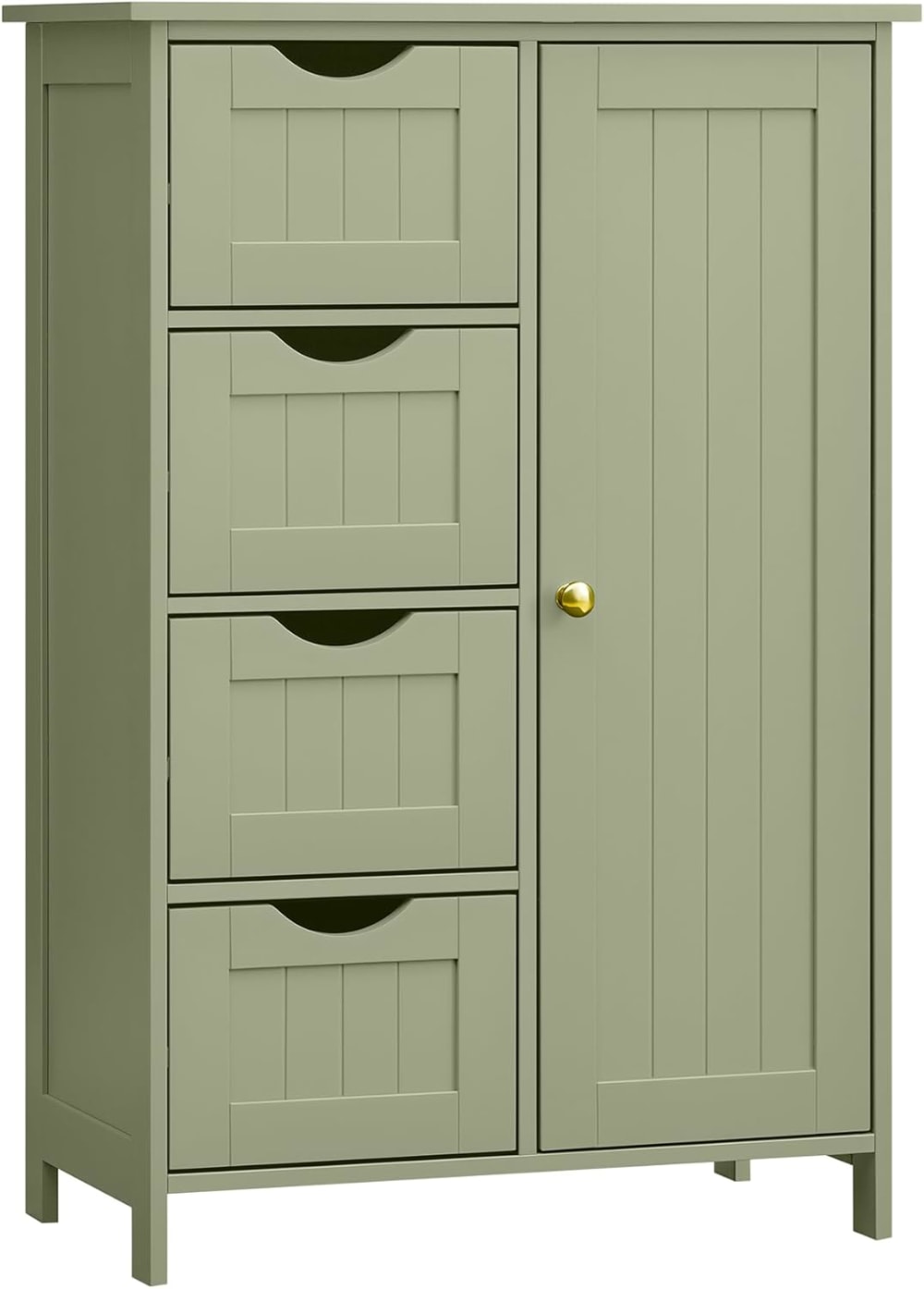 Armadietto Bagno Sottile Con 4 Cassetti E Ripiano Verde Alloro-image
