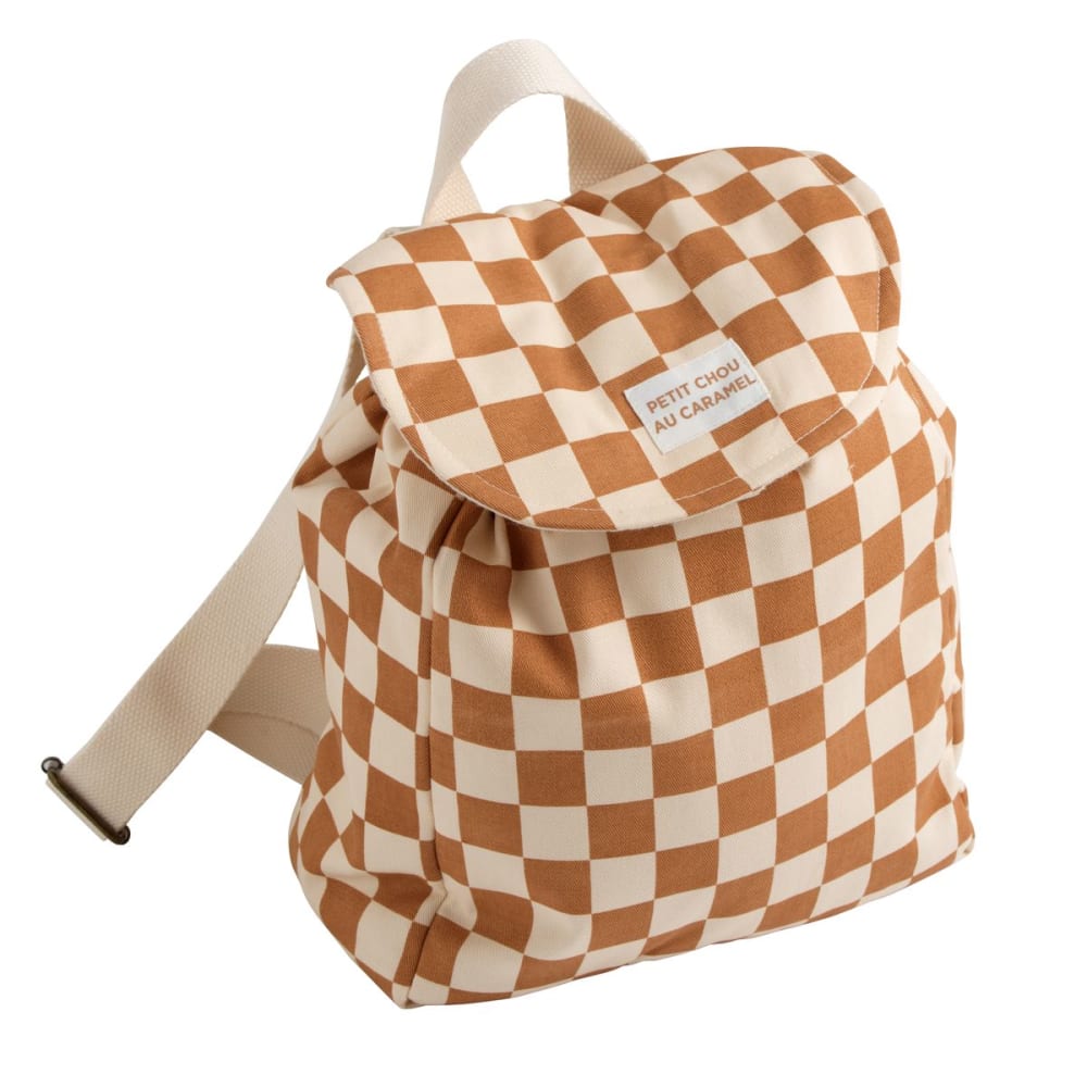 Sac à dos maternelle en coton imprimé damier