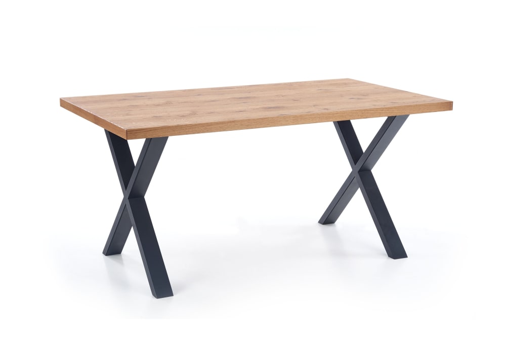 Table extensible placage chêne pieds acier noir 160/250×90 cm