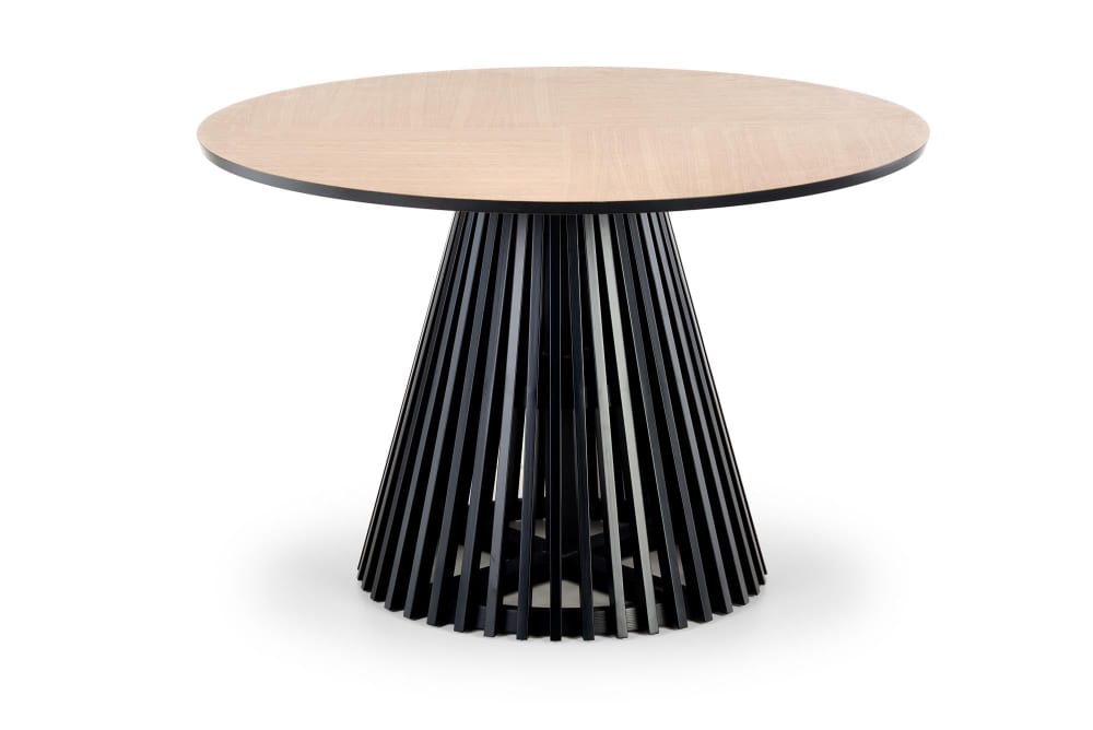 That's Casa Runder Tisch aus Eichenfurnier-MDF und schwarzem Bein Ø 120 cm Braun Holz