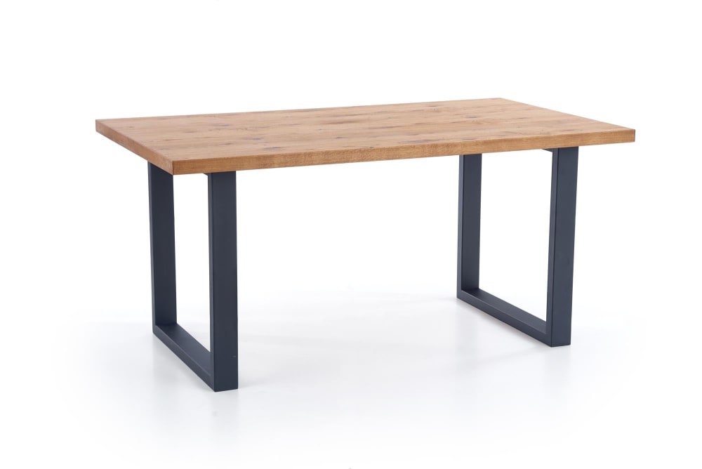 Table extensible placage chêne pieds acier noir 160/250×90 cm