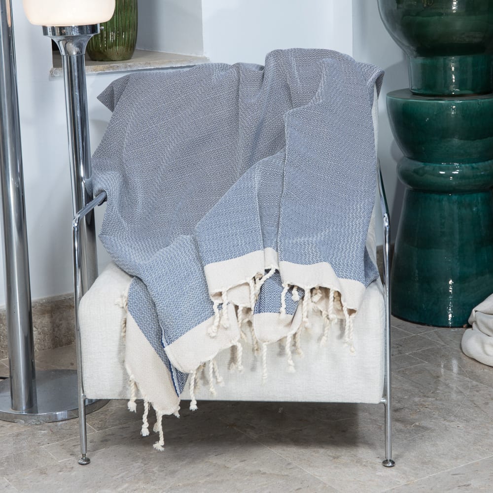 Plaid coton bleu 160x250