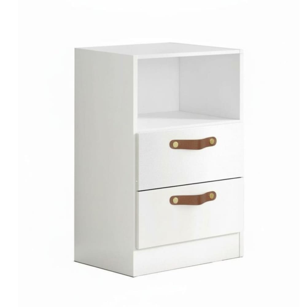 Commode 2 tiroirs blanc 74x42x42cm