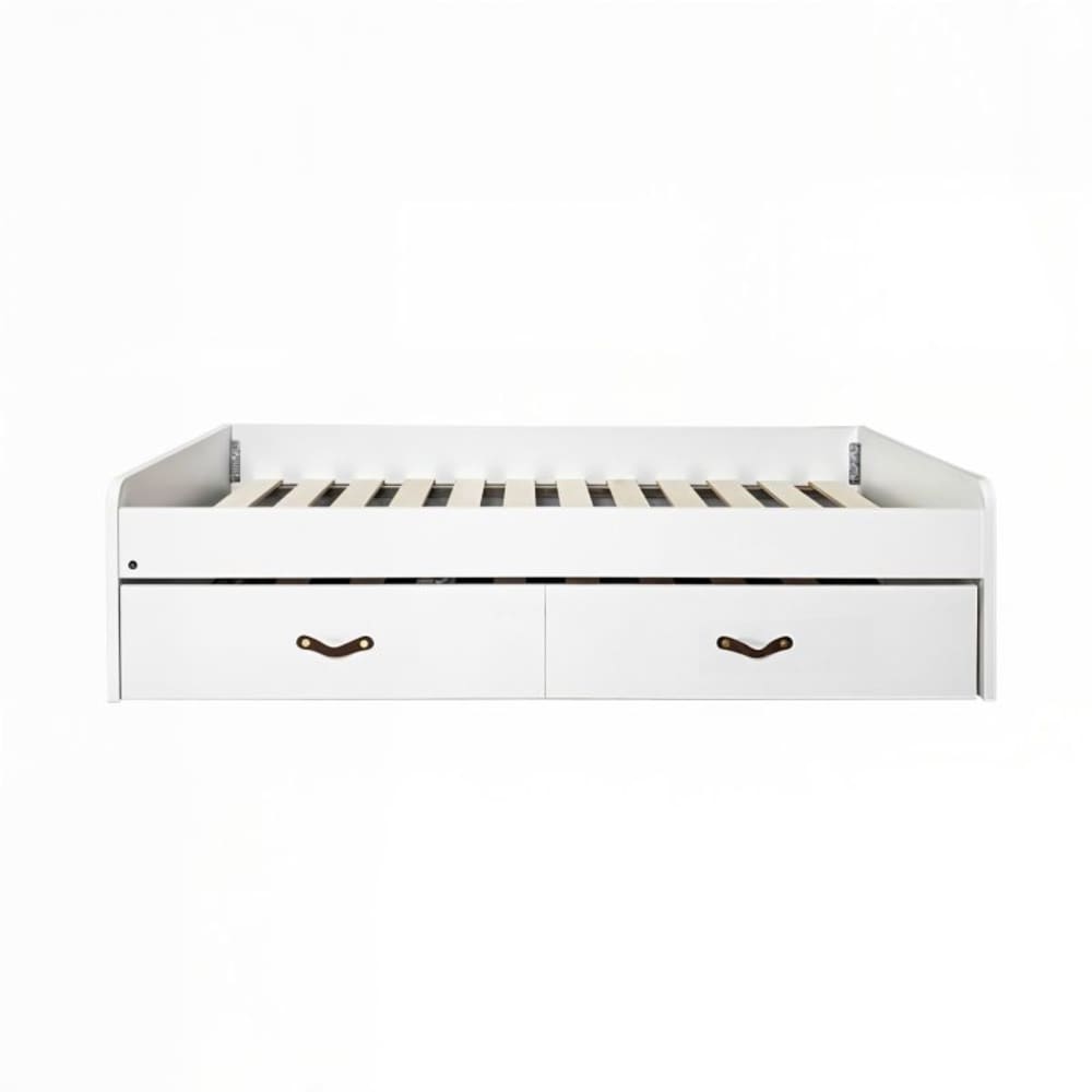Lit gigogne + 2 tiroirs individuels + matelas blanc 105x190cm