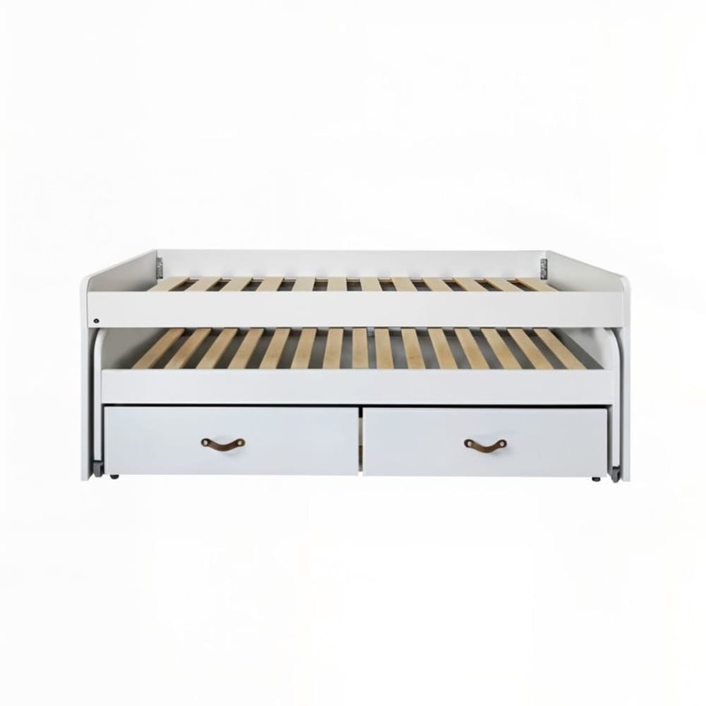 Lit + 2 tiroirs individuels + matelas blanc 90x200 cm