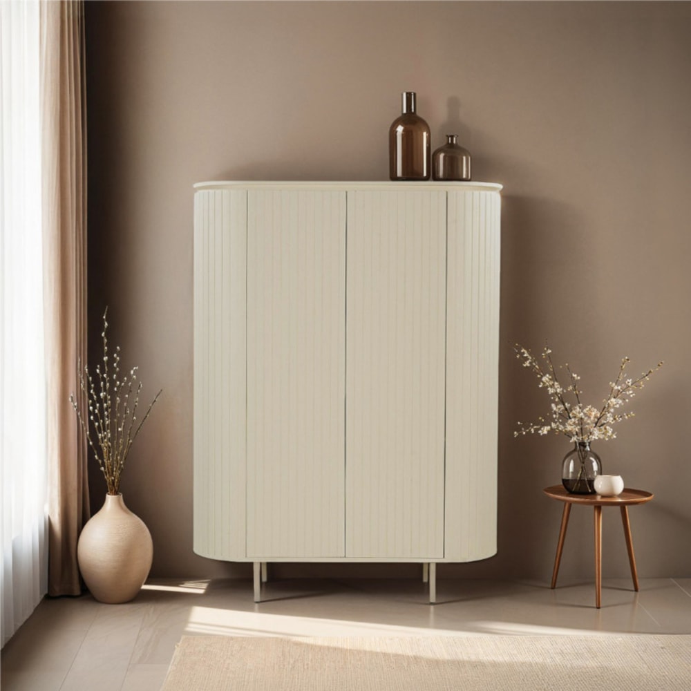 CREAM- Vaisselier 115 cms en bois massif Ivoire