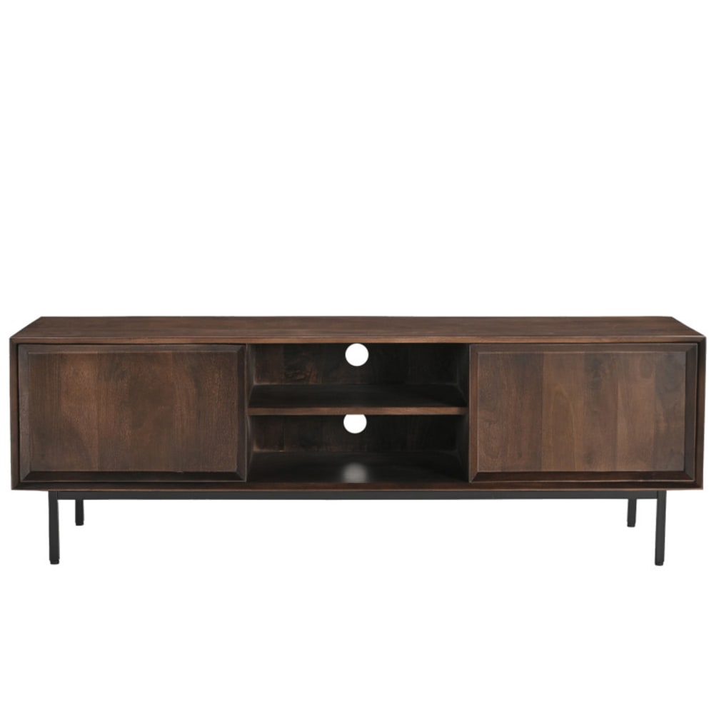 Meuble TV 150 cm en bois massif brun