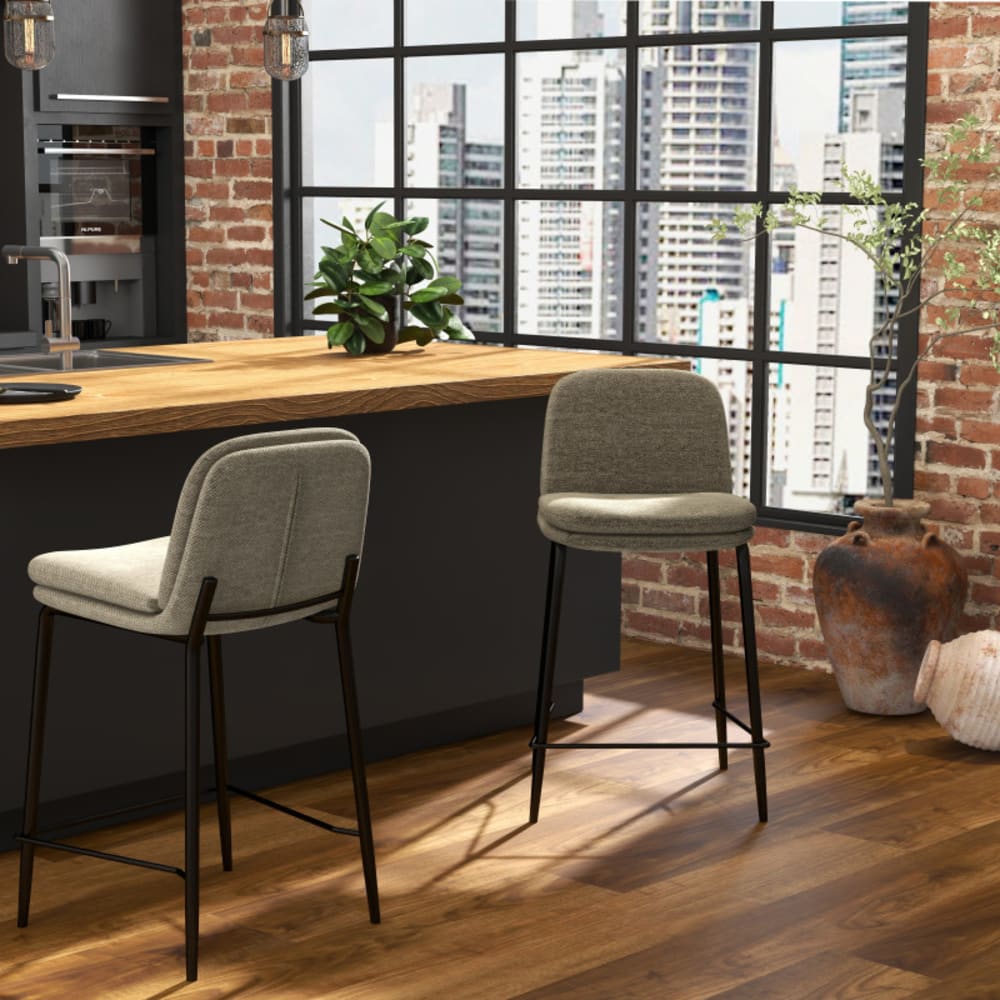 Barstuhl aus Stoff Luxury braun (2 Stück) - Maisons Du Monde