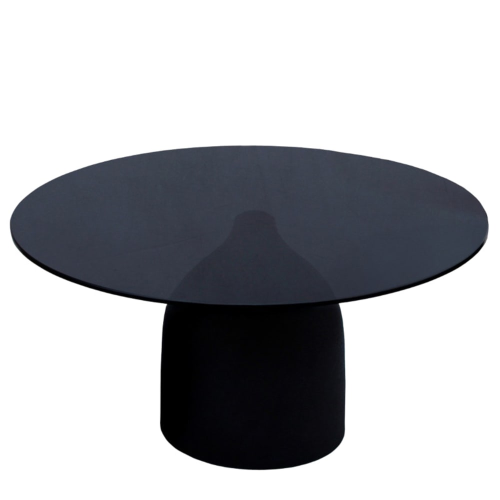 MIRO- Table basse ronde D70 cm en verre noir et acier laqué