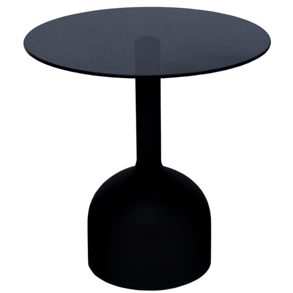 Table basse ronde D55 cm en verre noir et acier laqué