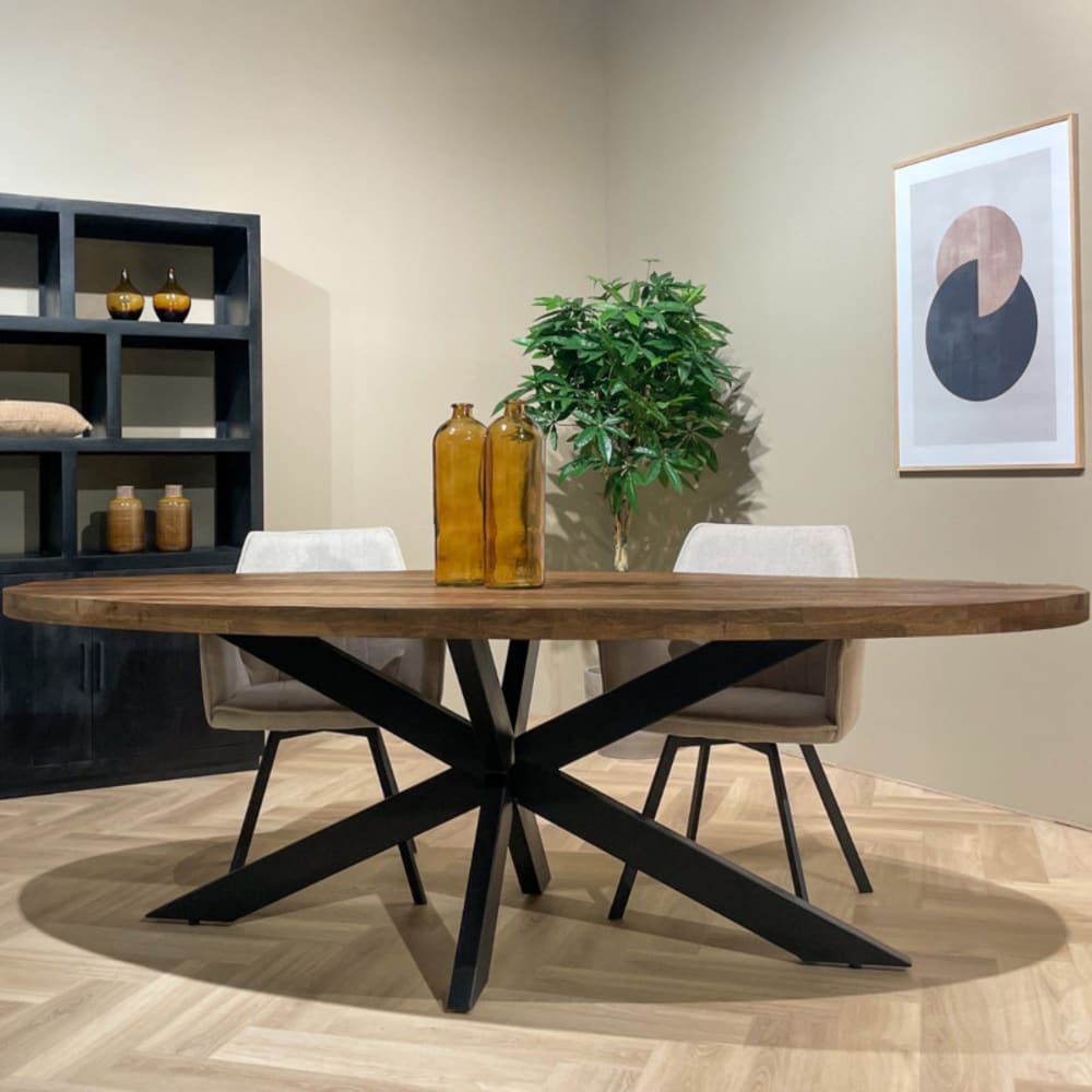 Table à manger ovale 6 personnes 160 cm en bois massif