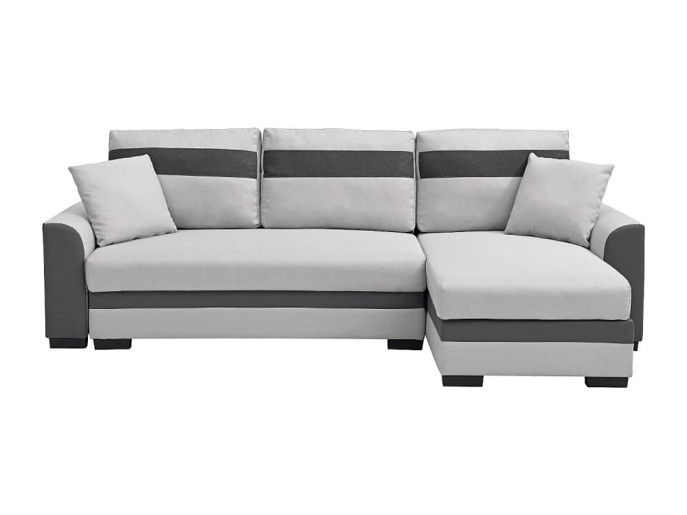 Canapé d'angle simili cuir 4 places gris clair