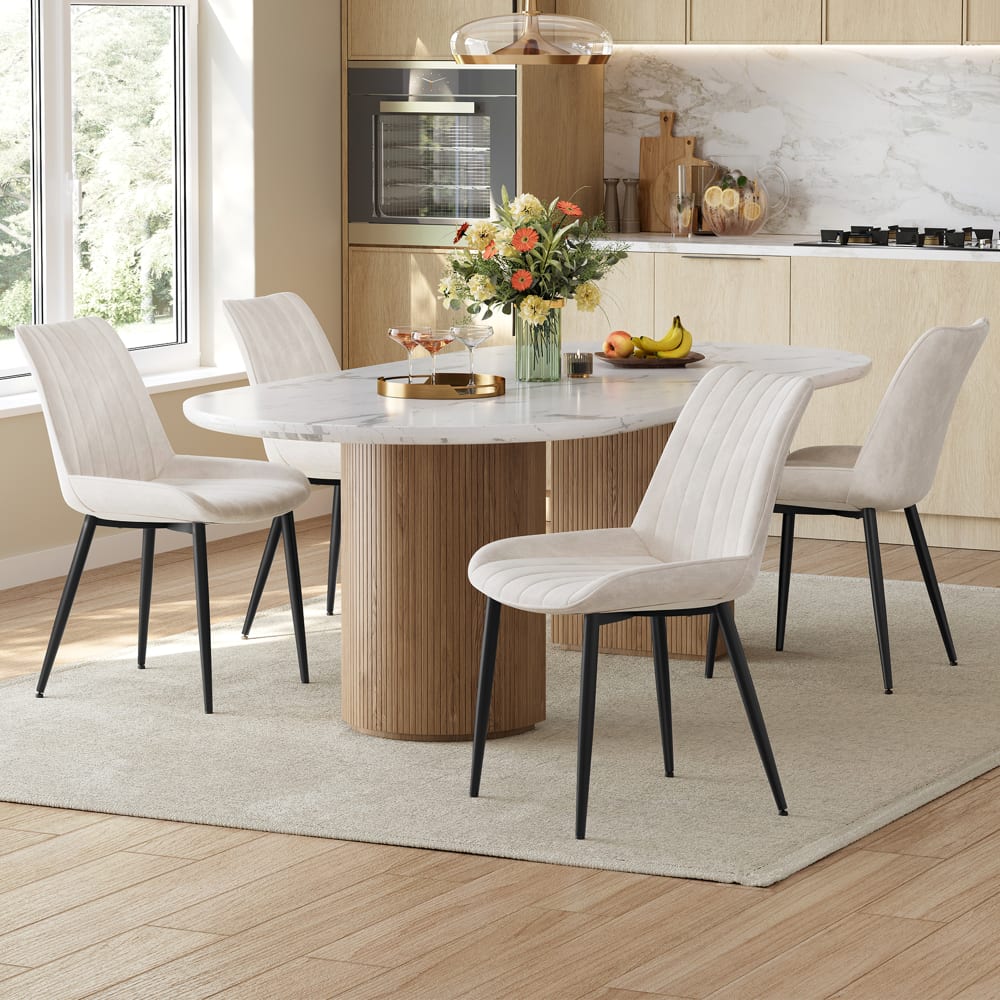 Lot de 4 chaise salle à manger supportant jusqu’à 120 kg beige et noir - image 2