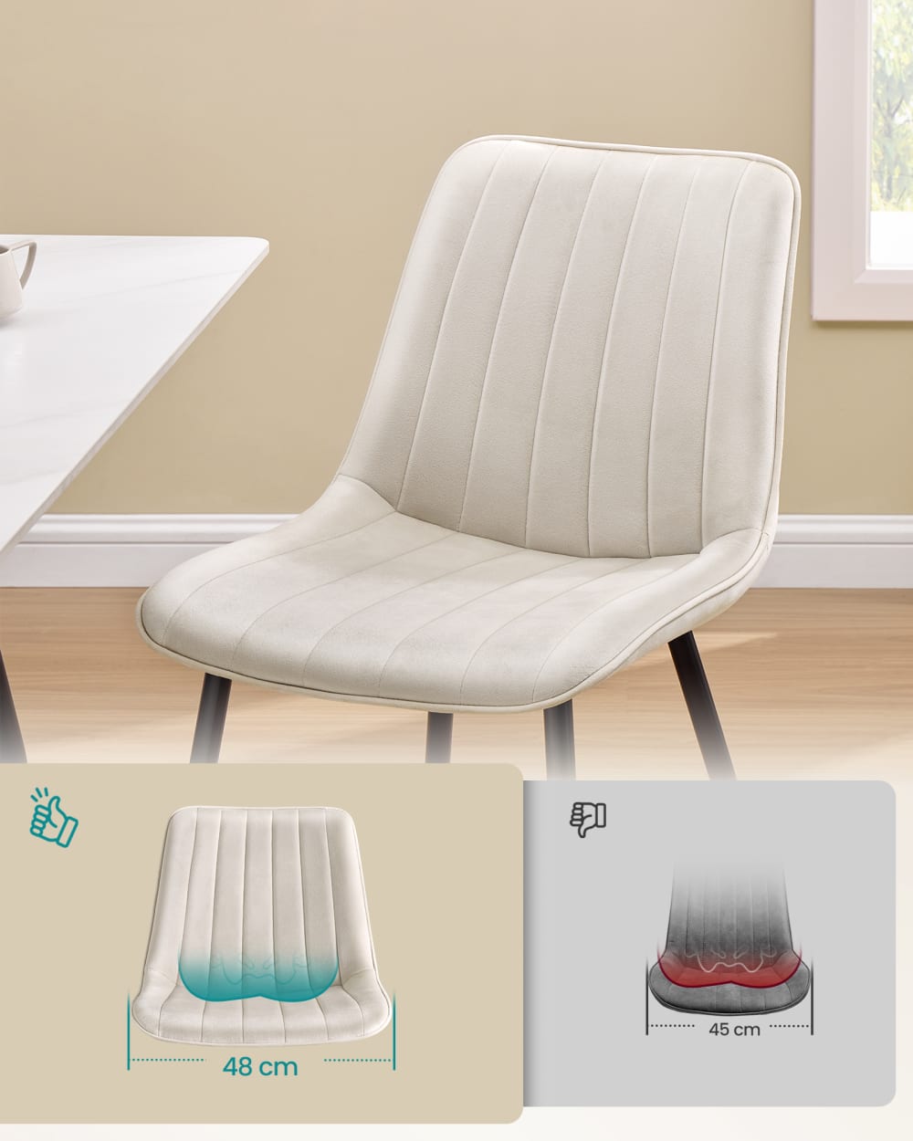 Lot de 4 chaise salle à manger supportant jusqu’à 120 kg beige et noir - image 3