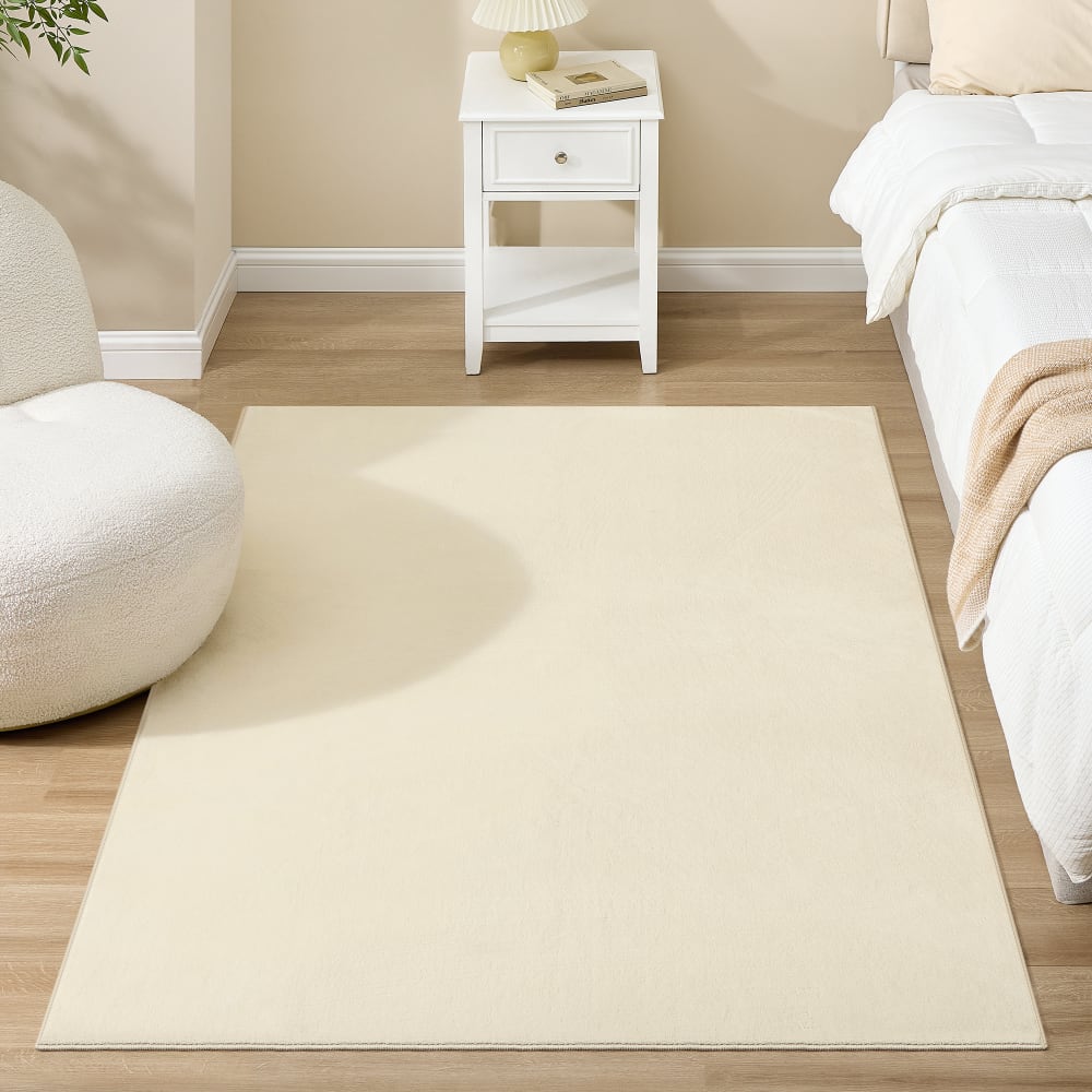 Tapis décoratif 120 x 170 cm antidérapant lavable en machine beige — vue 3