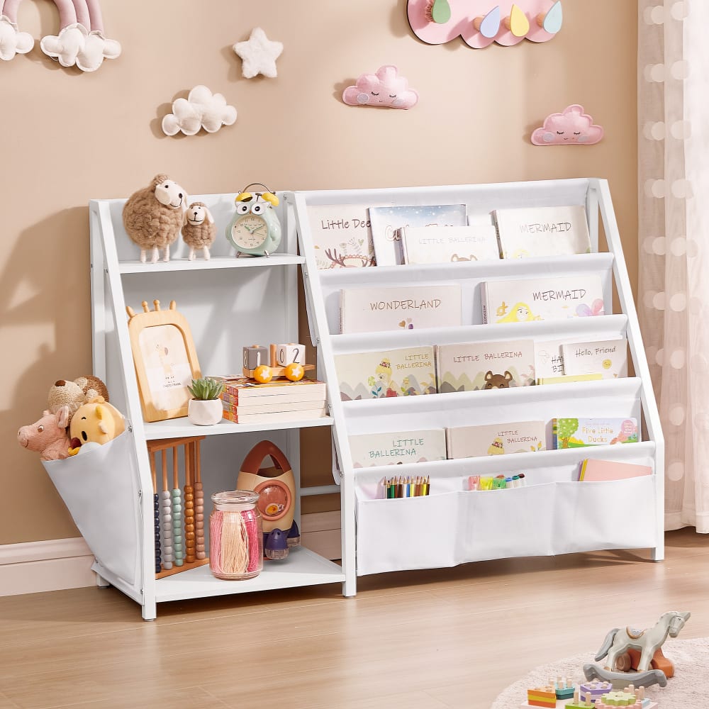Bibliothèque pour enfants organiseur de livres hauteur 75 cm blanc (SONGMICS) - Image 1