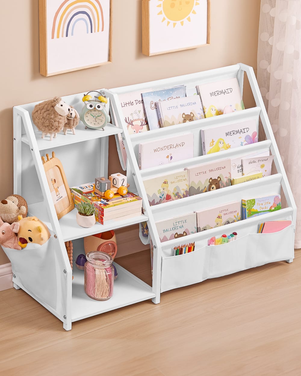 Bibliothèque pour enfants organiseur de livres hauteur 75 cm blanc (SONGMICS) - Image 2